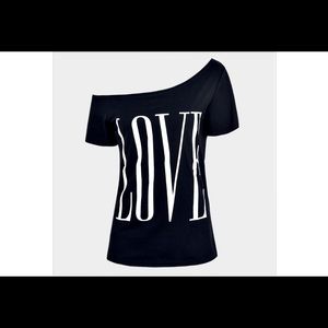 Off shoulder Love t-shirt
